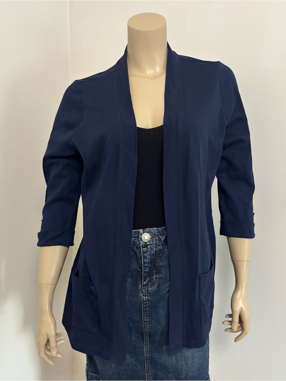 Karen Scott Navy Open-Front Women's Jacket Size Medium
